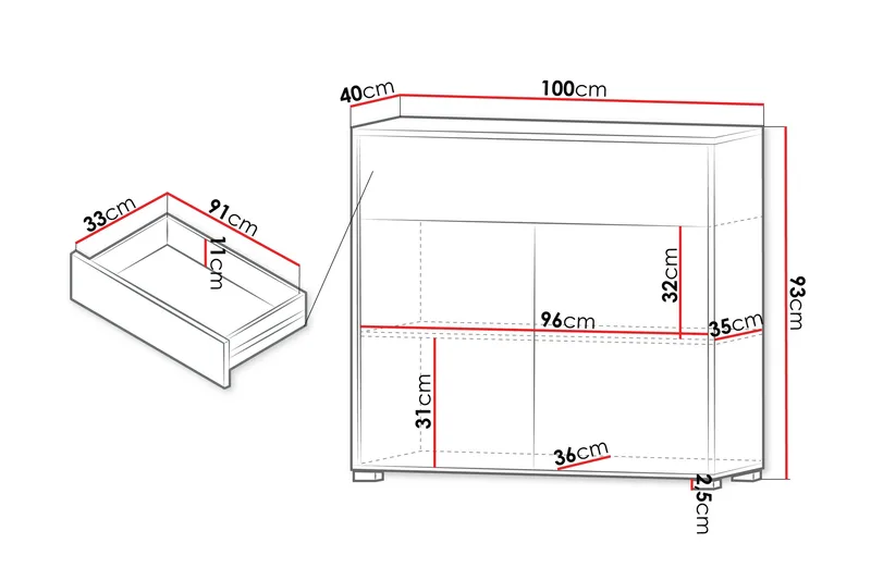Agawal Kommode 100 cm - Beige - Oppbevaring - Oppbevaringsmøbler - Kommode - Entrekommode