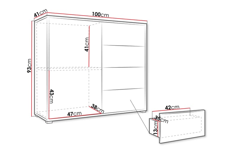 Agawal Kommode 100 cm - Beige - Oppbevaring - Oppbevaringsmøbler - Kommode - Entrekommode