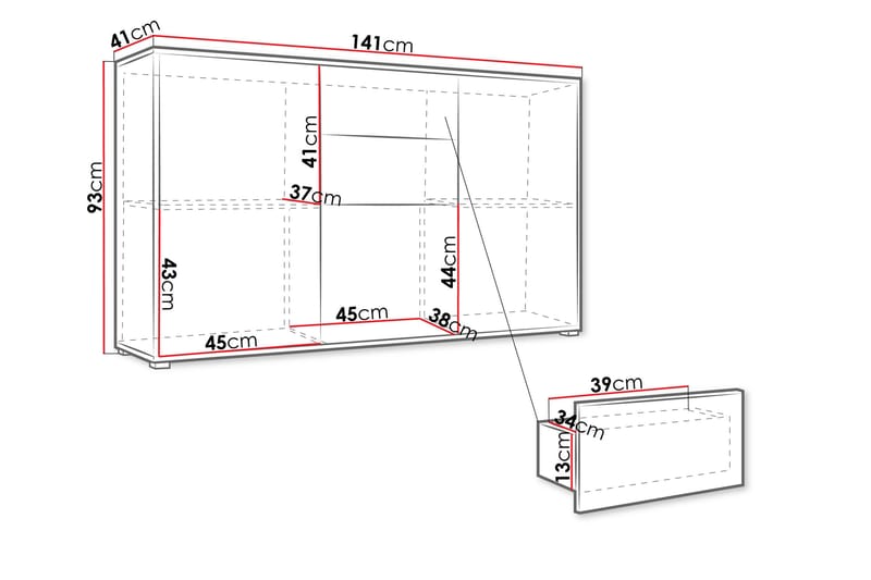 Agawal Kommode 141 cm - Beige - Oppbevaring - Oppbevaringsmøbler - Kommode