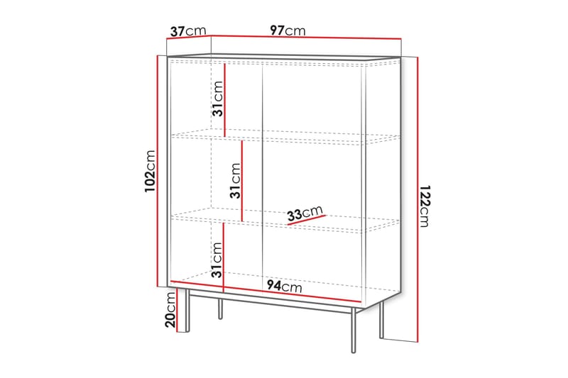 Akansh Kommode 97 cm - Beige - Oppbevaring - Oppbevaringsmøbler - Kommode - Entrekommode