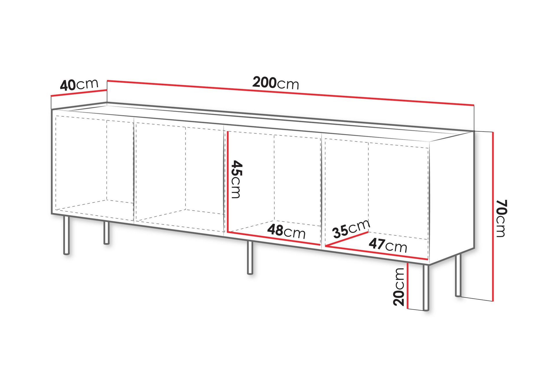 Akie Kommode 200 cm - Beige - Oppbevaring - Oppbevaringsmøbler - Kommode