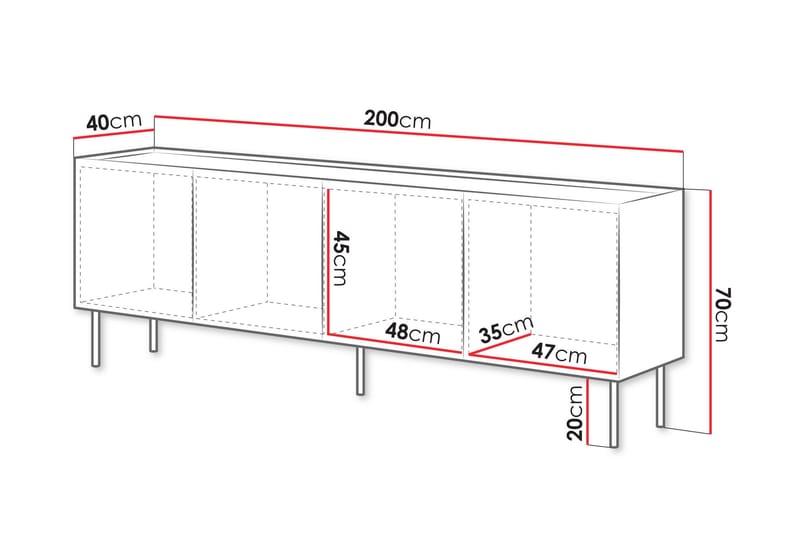 Akie Kommode 200 cm - Beige - Oppbevaring - Oppbevaringsmøbler - Kommode