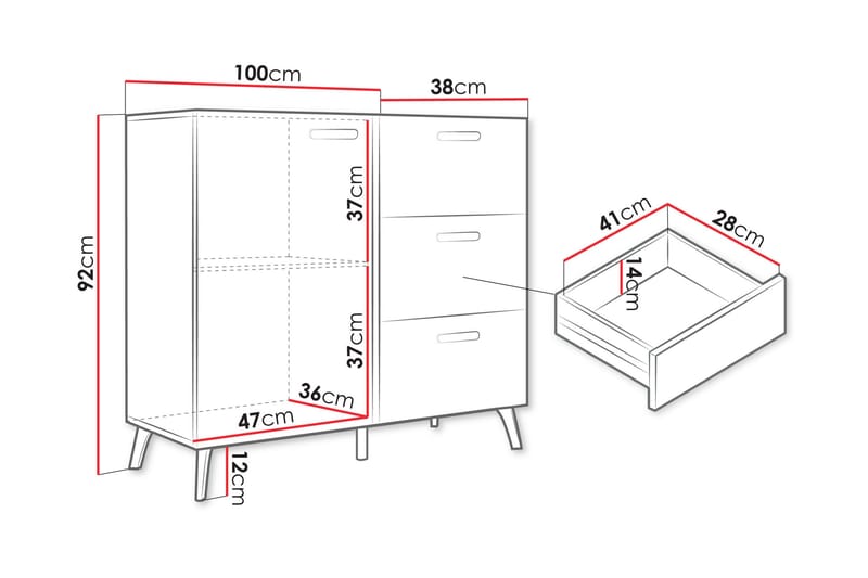 Akihiko Kommode 100 cm - Hvit - Oppbevaring - Oppbevaringsmøbler - Kommode - Entrekommode