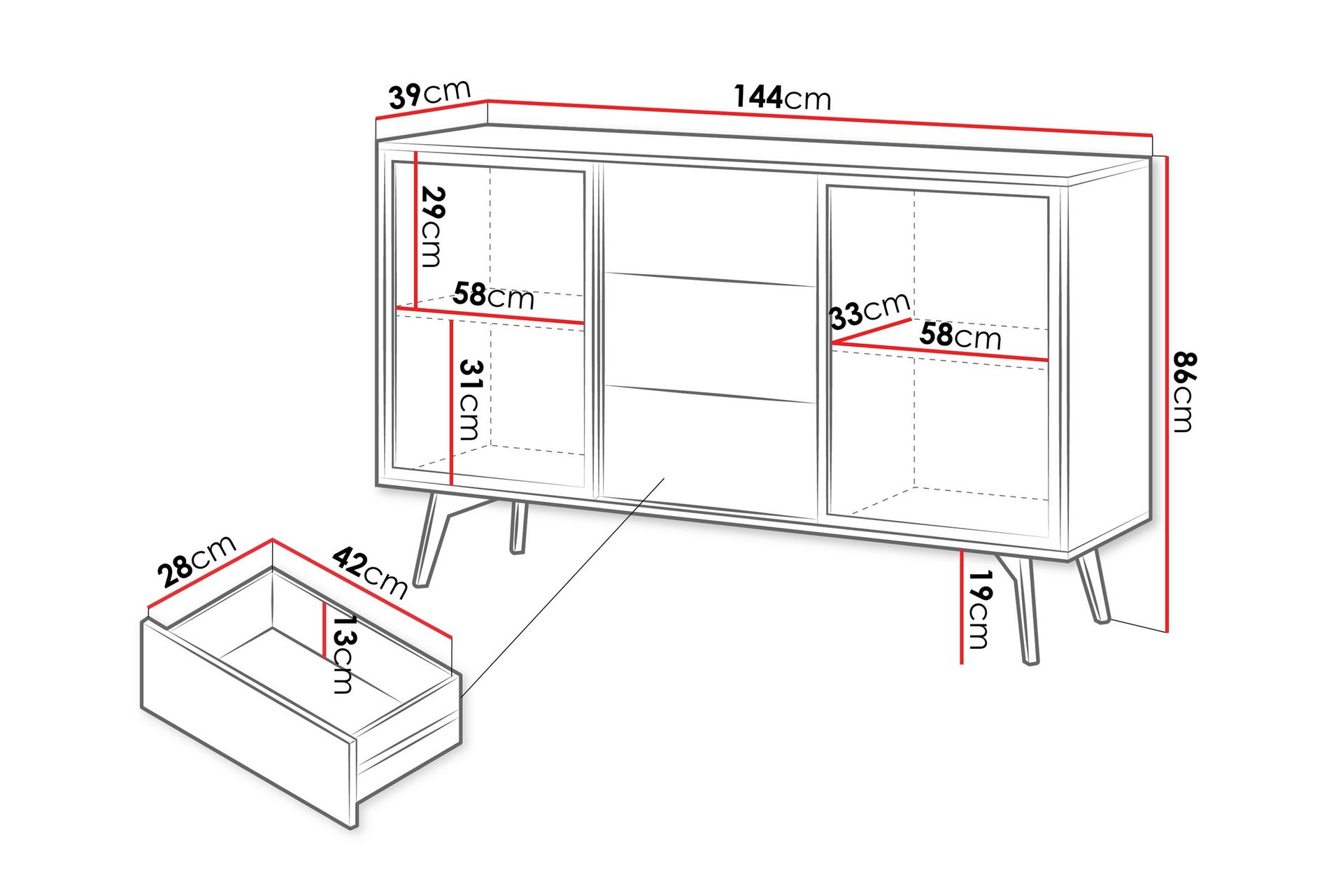 Akihiro Kommode 144 cm - Brun - Oppbevaring - Oppbevaringsmøbler - Kommode