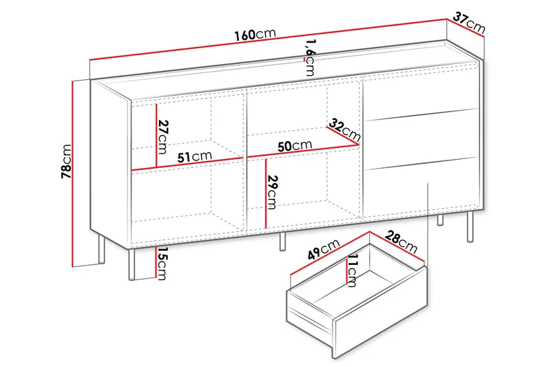 Akihito Kommode 160 cm - Brun - Oppbevaring - Oppbevaringsmøbler - Kommode