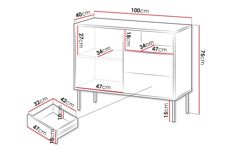 Akiko Kommode 100 cm - Grønn - Oppbevaring - Oppbevaringsmøbler - Kommode - Entrekommode