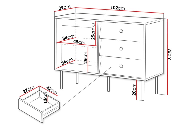 Akilesh Kommode 102 cm - Hvit - Oppbevaring - Oppbevaringsmøbler - Kommode