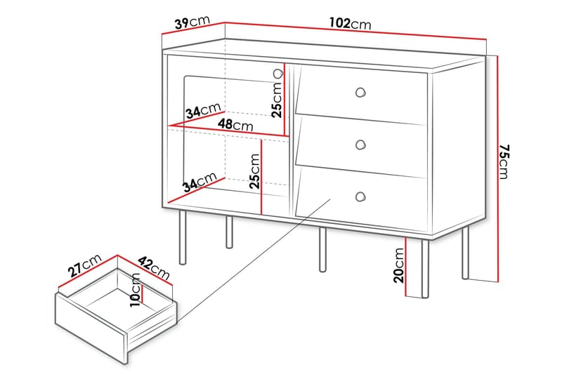 Akilesh Kommode 102 cm - Svart - Oppbevaring - Oppbevaringsmøbler - Kommode