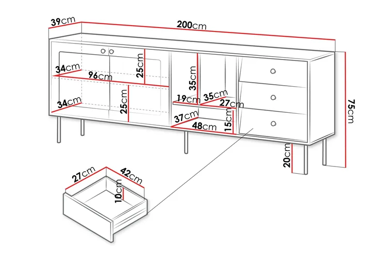 Akilesh Kommode 200 cm - Hvit - Oppbevaring - Oppbevaringsmøbler - Kommode