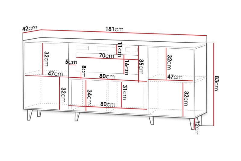 Akimasa Kommode 181 cm - Natur - Oppbevaring - Oppbevaringsmøbler - Kommode