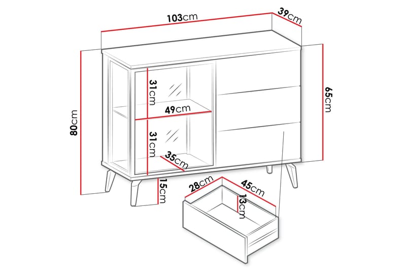 Akinari Kommode 103 cm - Brun / Beige - Oppbevaring - Oppbevaringsmøbler - Kommode