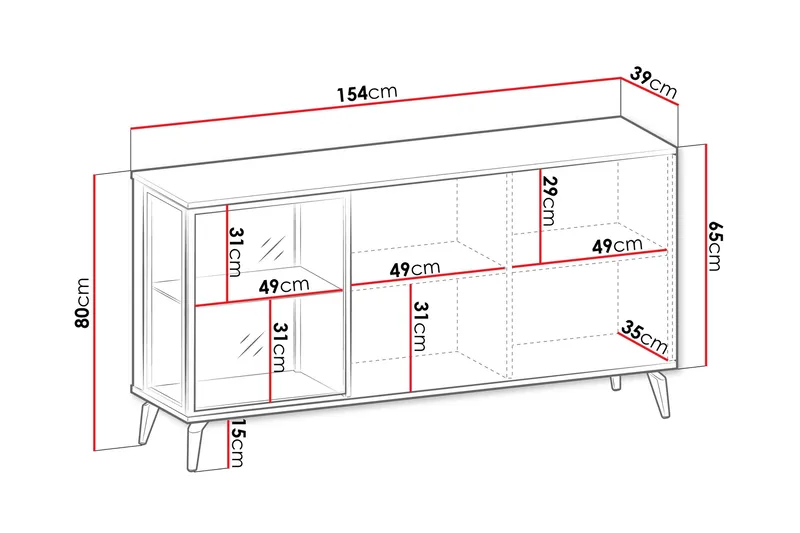 Akinari Kommode 154 cm - Brun / Beige - Oppbevaring - Oppbevaringsmøbler - Kommode