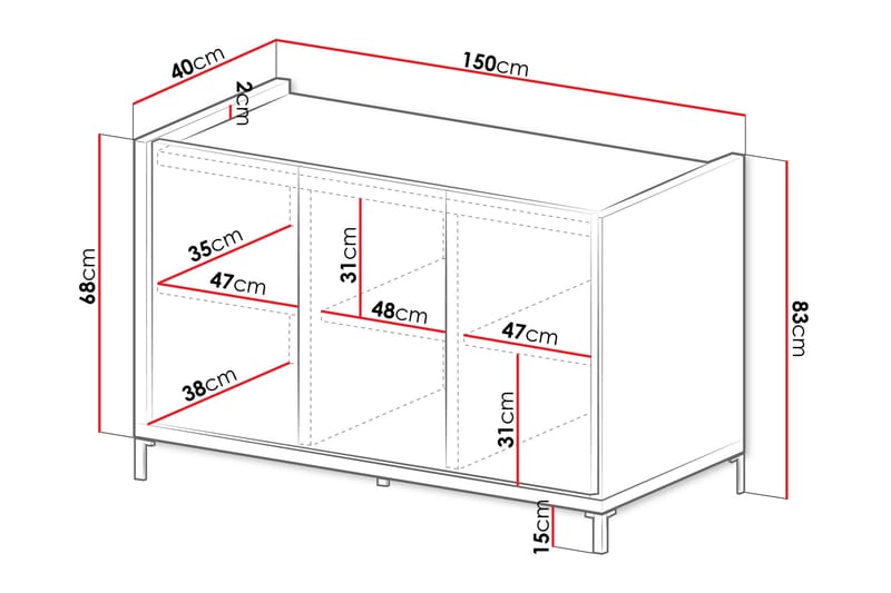 Akiya Kommode 150 cm - Svart - Oppbevaring - Oppbevaringsmøbler - Kommode