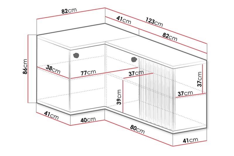 Aldbrough Hjørnekommode 123x86x82 cm - Natur/Svart - Oppbevaring - Oppbevaringsmøbler - Kommode