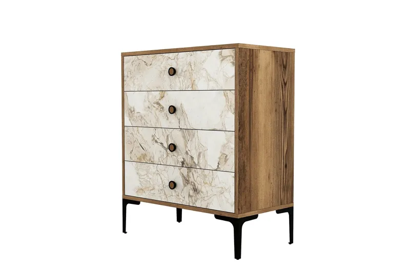 Ameias Kommode 76x90,7 cm Brun/Hvit - Hanah Home - Oppbevaring - Oppbevaringsmøbler - Kommode - Entrekommode