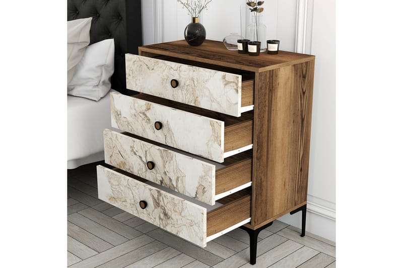 Ameias Kommode 76x90,7 cm Brun/Hvit - Hanah Home - Oppbevaring - Oppbevaringsmøbler - Kommode - Entrekommode