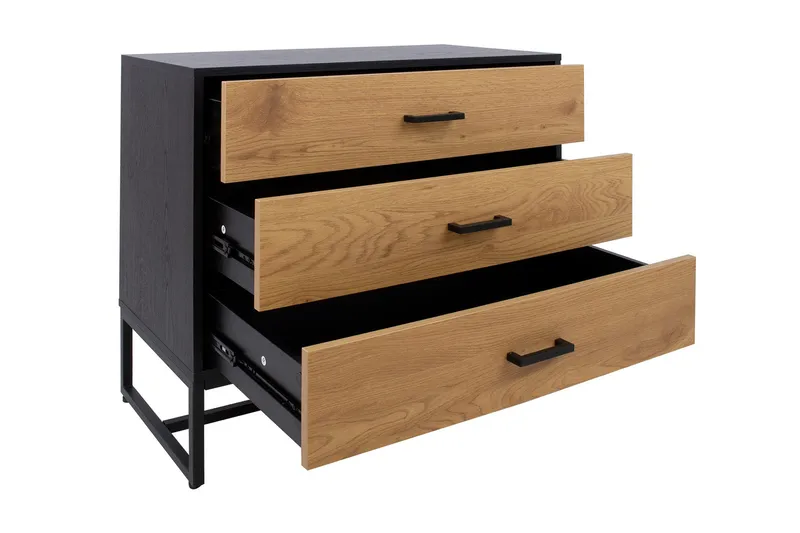 Amsterdam Kommode Eik/Svart - Oppbevaring - Oppbevaringsmøbler - Kommode - Entrekommode
