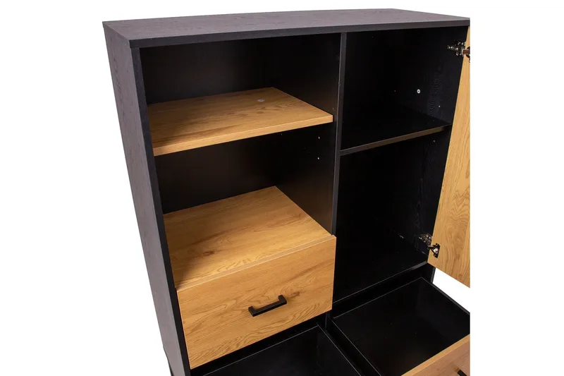 Amsterdam Kommode Eik/Svart - Oppbevaring - Oppbevaringsmøbler - Kommode - Entrekommode