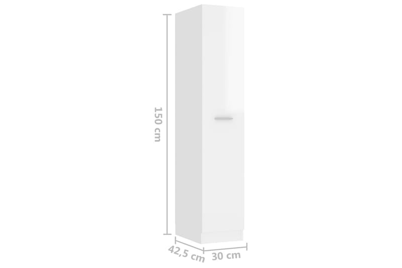Apotekskap høyglans hvit 30x42,5x150 cm sponplater - Hvit - Kjøpmannsdisk - Kommode