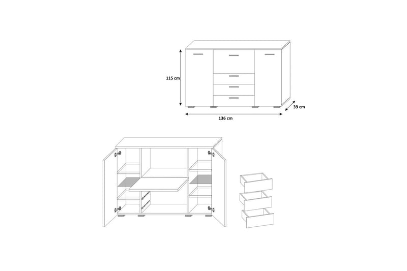 Bari Kommode 136x39x115 cm - Kommode - Gangoppbevaring