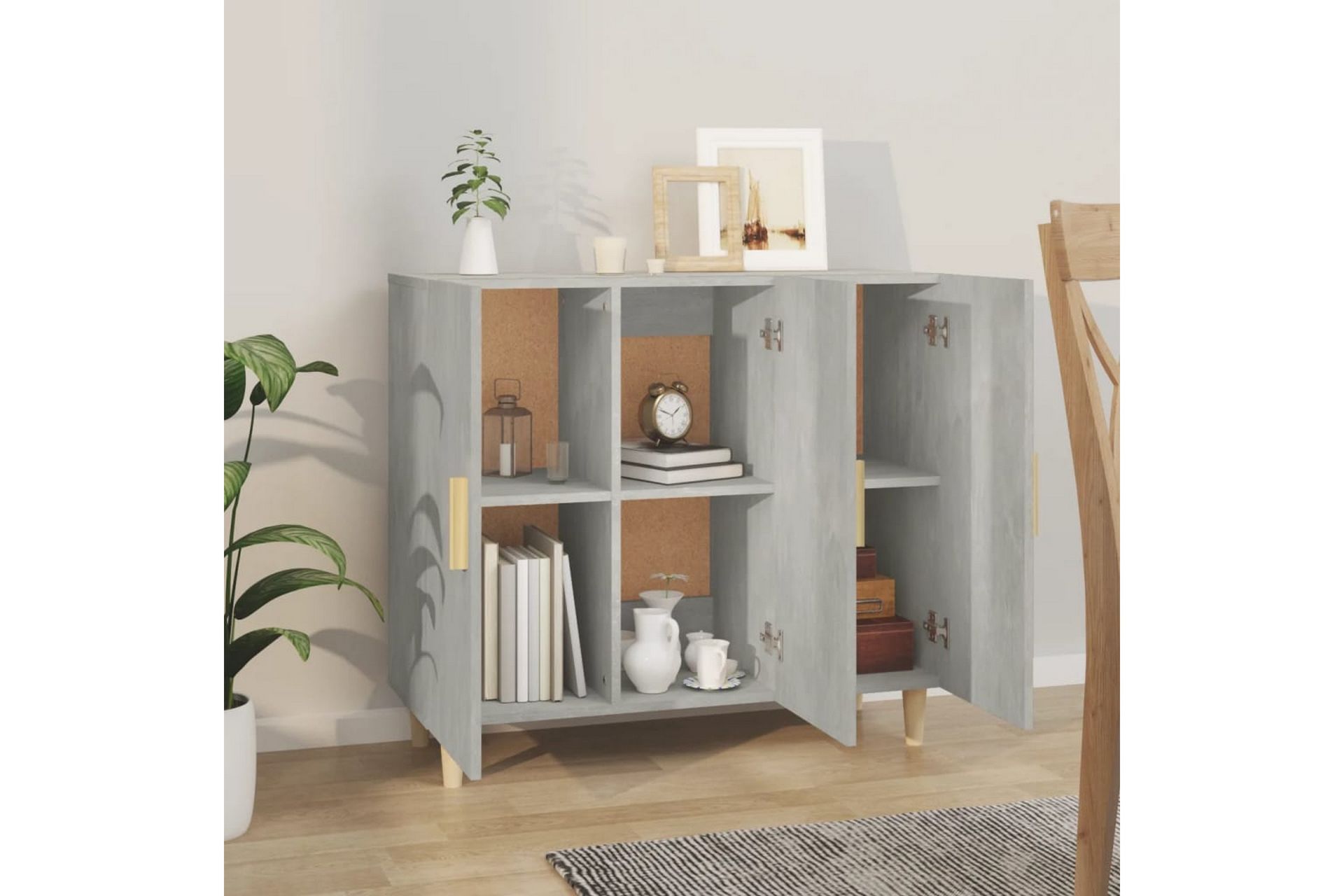 beBasic Skjenk betonggrå 90x34x80 cm konstruert tre - GrÃ¥ - Oppbevaring - Oppbevaringsmøbler - Kommode - Entrekommode