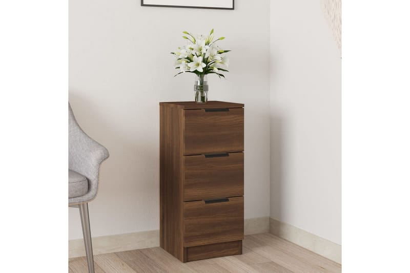 beBasic Skjenk brun eik 30x30x70 cm konstruert tre - Brun - Oppbevaring - Oppbevaringsmøbler - Kommode - Entrekommode