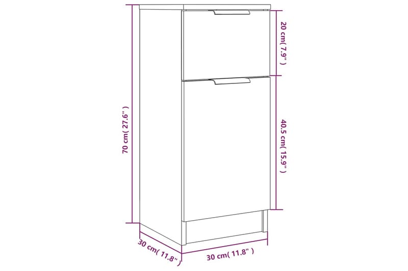 beBasic Skjenk brun eik 30x30x70 cm konstruert tre - Brun - Oppbevaring - Oppbevaringsmøbler - Kommode - Entrekommode