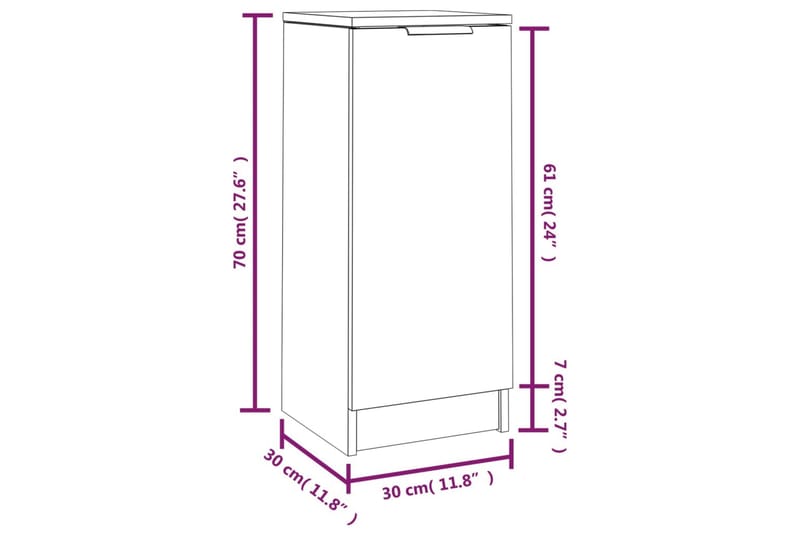 beBasic Skjenk brun eik 30x30x70 cm konstruert tre - Brun - Oppbevaring - Oppbevaringsmøbler - Kommode - Entrekommode