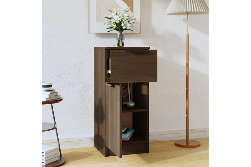 beBasic Skjenk brun eik 30x30x70 cm konstruert tre - Brun - Oppbevaring - Oppbevaringsmøbler - Kommode - Entrekommode