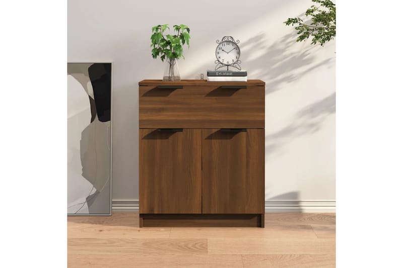 beBasic Skjenk brun eik 60x30x70 cm konstruert tre - Brun - Oppbevaring - Oppbevaringsmøbler - Kommode - Entrekommode