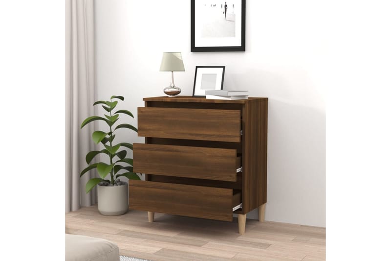 beBasic Skjenk brun eik 60x35x69 cm konstruert tre - Brun - Oppbevaring - Oppbevaringsmøbler - Kommode - Entrekommode