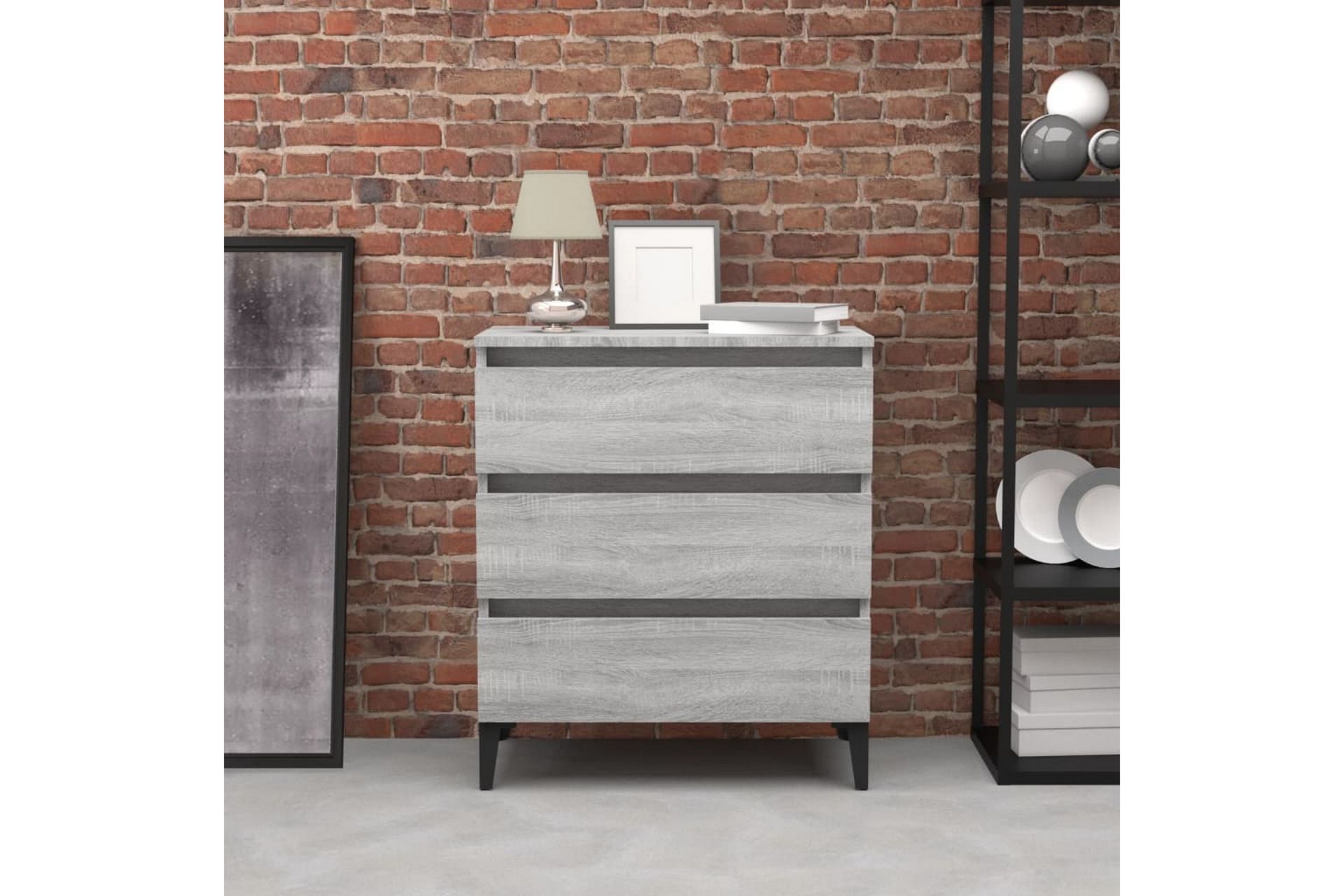 beBasic Skjenk grå sonoma 60x35x69 cm konstruert tre - GrÃ¥ - Oppbevaring - Oppbevaringsmøbler - Kommode - Entrekommode
