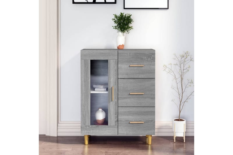 beBasic Skjenk grå sonoma 69,5x34x90 cm konstruert tre - GrÃ¥ - Oppbevaring - Oppbevaringsmøbler - Kommode - Entrekommode