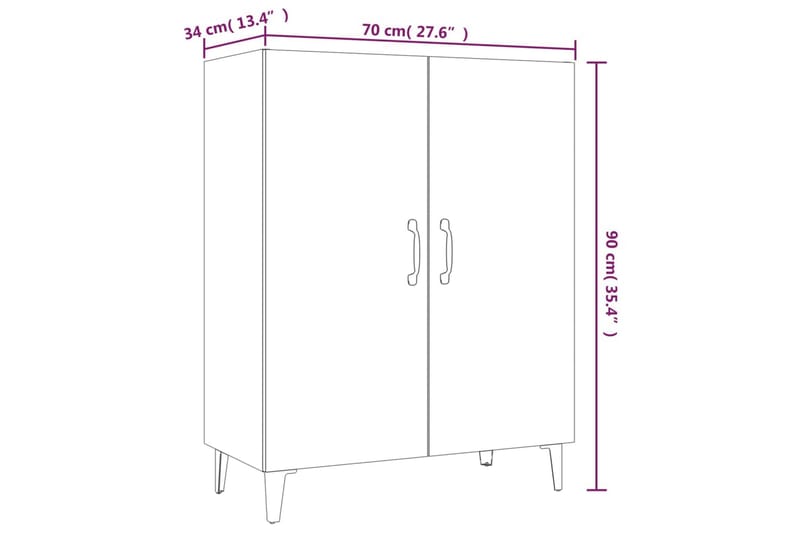 beBasic Skjenk grå sonoma 70x34x90 cm konstruert tre - GrÃ¥ - Gangoppbevaring - Entrekommode - Kommode