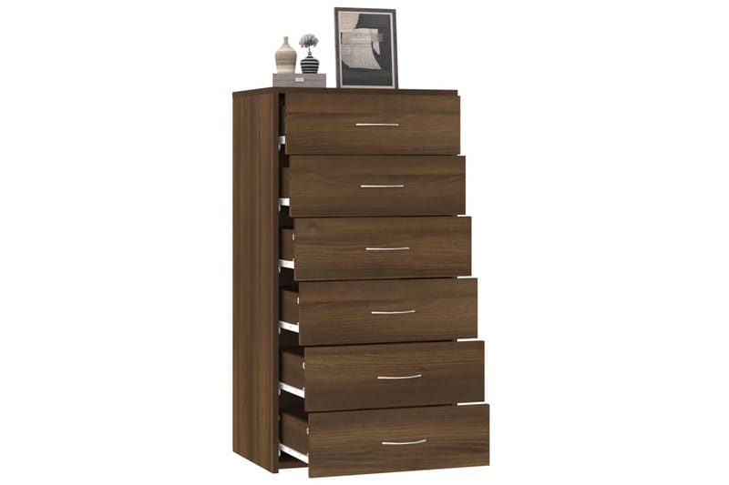beBasic Skjenk med 6 skuffer brun eik 50x34x96 cm konstruert tre - Brun - Oppbevaring - Oppbevaringsmøbler - Kommode - Entrekommode