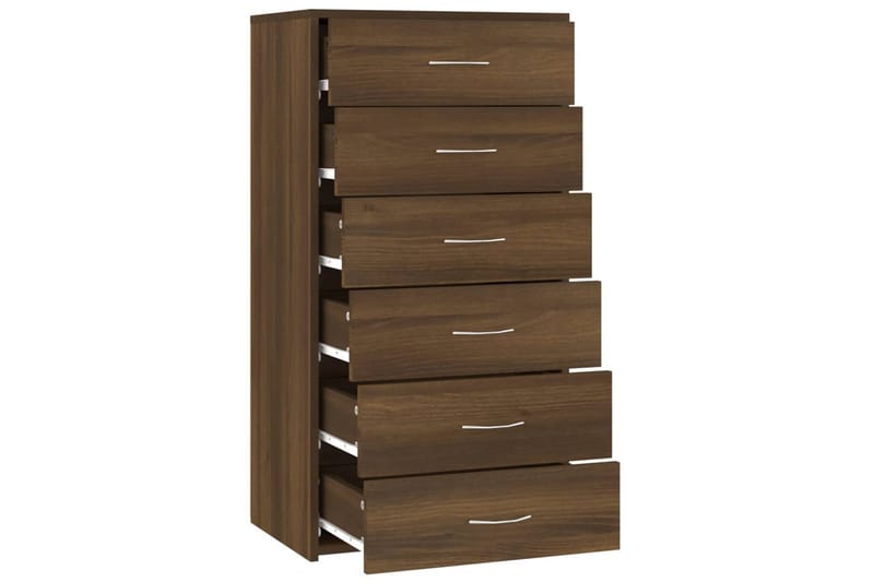 beBasic Skjenk med 6 skuffer brun eik 50x34x96 cm konstruert tre - Brun - Oppbevaring - Oppbevaringsmøbler - Kommode - Entrekommode