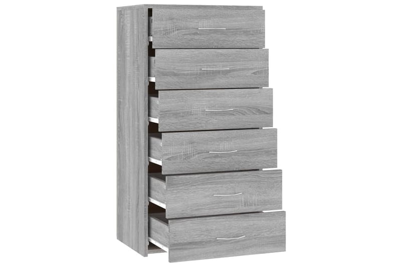 beBasic Skjenk med 6 skuffer grå sonoma 50x34x96 cm konstruert tre - GrÃ¥ - Oppbevaring - Oppbevaringsmøbler - Kommode - Entrekommode