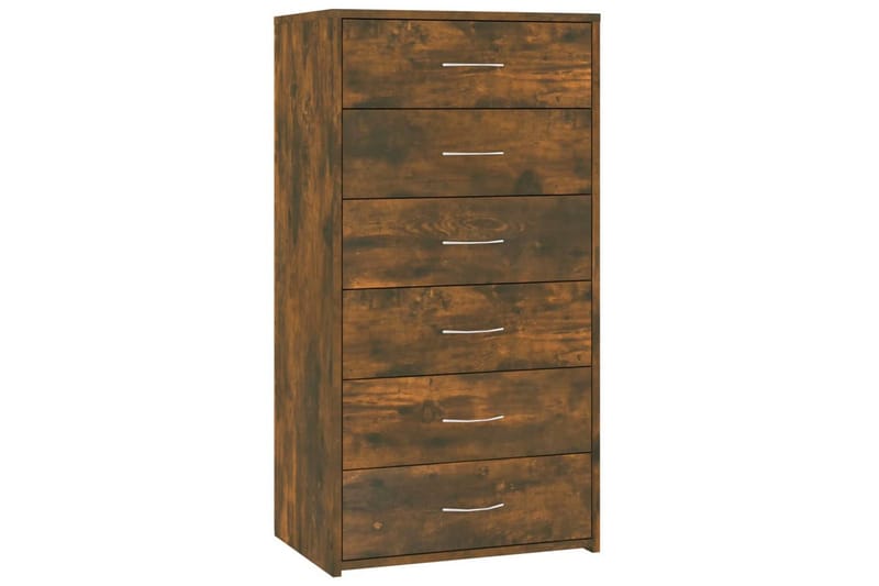beBasic Skjenk med 6 skuffer røkt eik 50x34x96 cm konstruert tre - Brun - Oppbevaring - Oppbevaringsmøbler - Kommode - Entrekommode