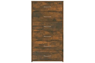 beBasic Skjenk med 6 skuffer røkt eik 50x34x96 cm konstruert tre - Brun - Oppbevaring - Oppbevaringsmøbler - Kommode - Entrekommode