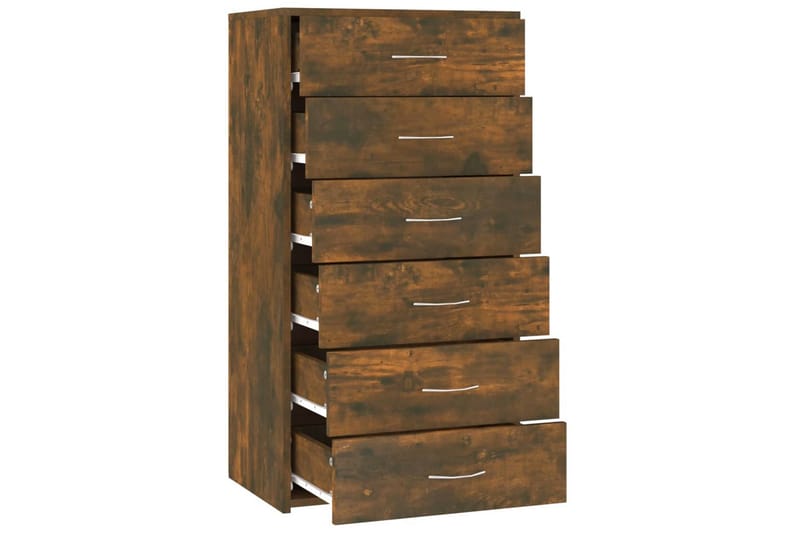 beBasic Skjenk med 6 skuffer røkt eik 50x34x96 cm konstruert tre - Brun - Oppbevaring - Oppbevaringsmøbler - Kommode - Entrekommode