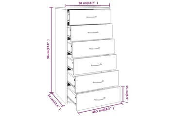 beBasic Skjenk med 6 skuffer røkt eik 50x34x96 cm konstruert tre - Brun - Oppbevaring - Oppbevaringsmøbler - Kommode - Entrekommode