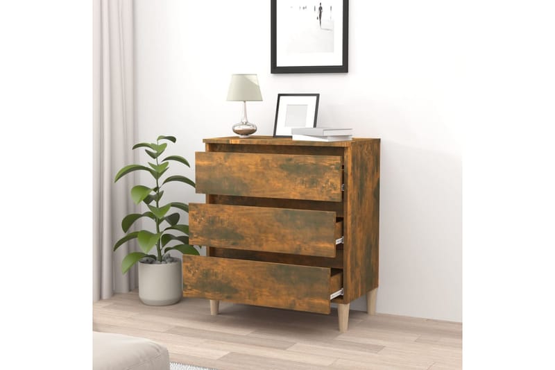 beBasic Skjenk røkt eik 60x35x69 cm konstruert tre - Brun - Oppbevaring - Oppbevaringsmøbler - Kommode - Entrekommode