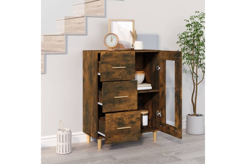 beBasic Skjenk røkt eik 69,5x34x90 cm konstruert tre - Brun - Oppbevaring - Oppbevaringsmøbler - Kommode - Entrekommode