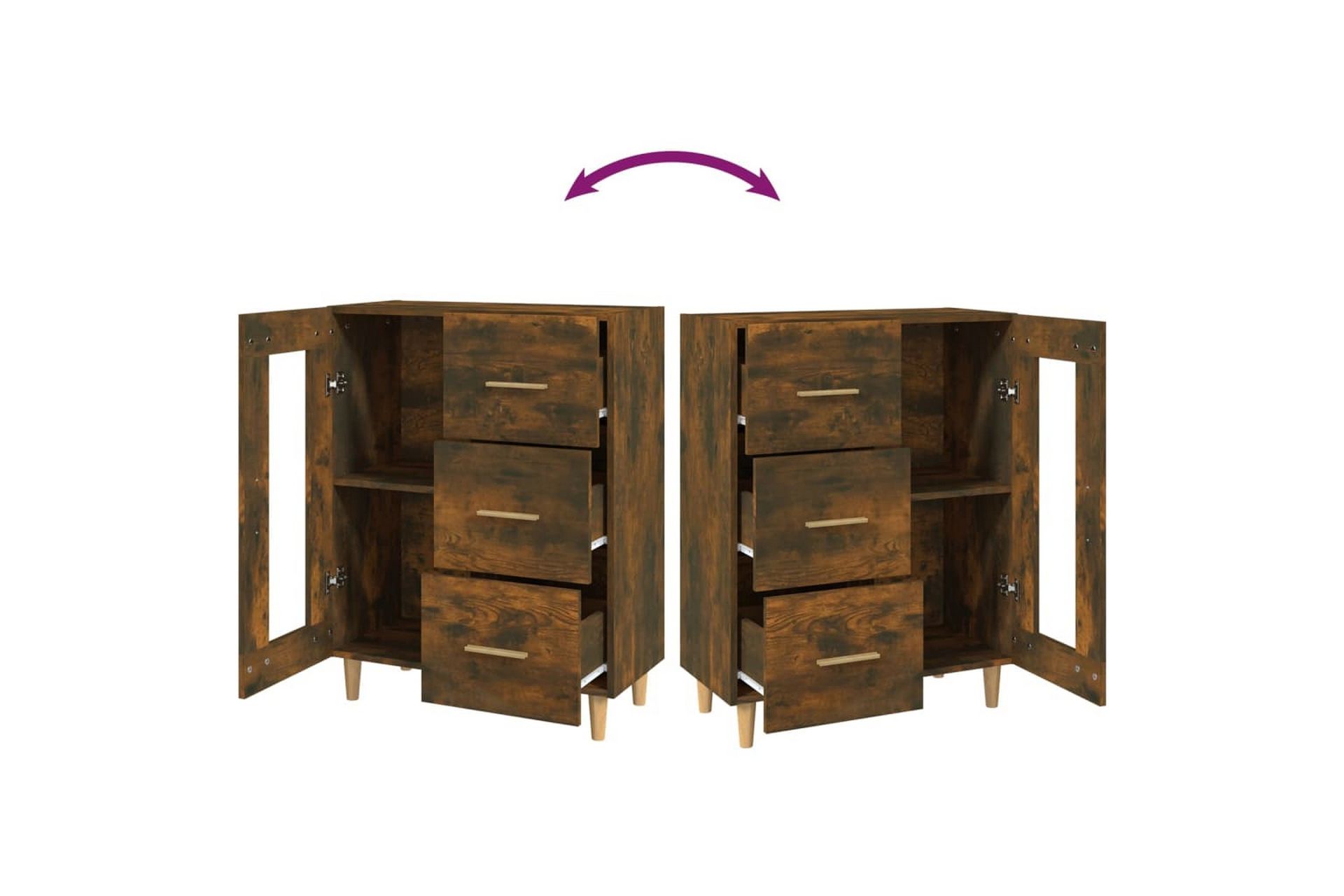 beBasic Skjenk røkt eik 69,5x34x90 cm konstruert tre - Brun - Oppbevaring - Oppbevaringsmøbler - Kommode - Entrekommode