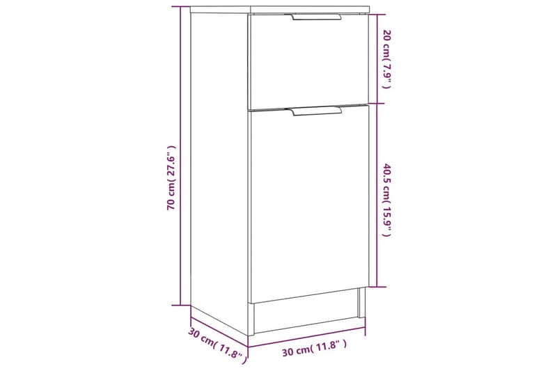 beBasic Skjenk sonoma eik 30x30x70 cm konstruert tre - Brun - Oppbevaring - Oppbevaringsmøbler - Kommode - Entrekommode