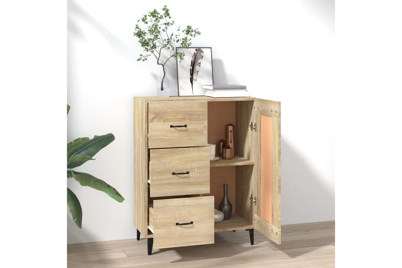 beBasic Skjenk sonoma eik 69,5x34x90 cm konstruert tre - Brun - Oppbevaring - Oppbevaringsmøbler - Kommode - Entrekommode