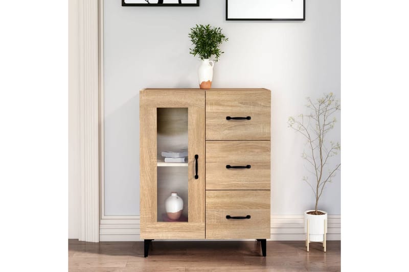 beBasic Skjenk sonoma eik 69,5x34x90 cm konstruert tre - Brun - Oppbevaring - Oppbevaringsmøbler - Kommode - Entrekommode