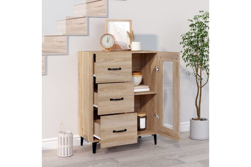 beBasic Skjenk sonoma eik 69,5x34x90 cm konstruert tre - Brun - Oppbevaring - Oppbevaringsmøbler - Kommode - Entrekommode
