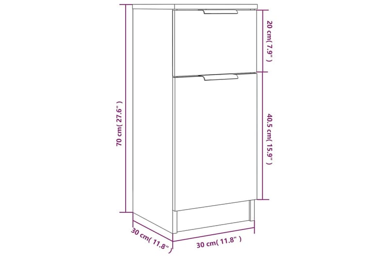 beBasic Skjenker 2 stk betonggrå 30x30x70 cm konstruert tre - GrÃ¥ - Oppbevaring - Oppbevaringsmøbler - Kommode - Entrekommode