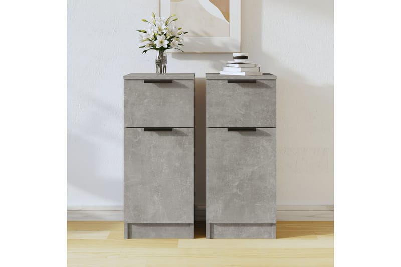 beBasic Skjenker 2 stk betonggrå 30x30x70 cm konstruert tre - GrÃ¥ - Oppbevaring - Oppbevaringsmøbler - Kommode - Entrekommode